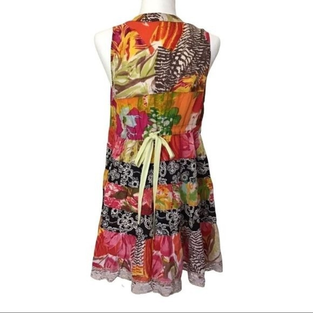 FREE PEOPLE Mini-Dress Multicolored Layered Sequins Neckline Boho Size XS - Picture 6 of 7
